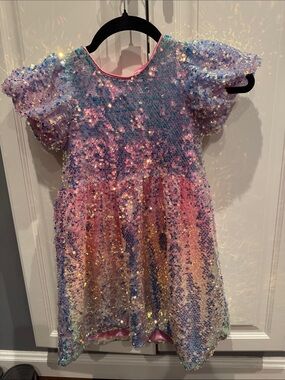Lola + The Boys Multicolor Sequin Puff-Sleeve Party Dress